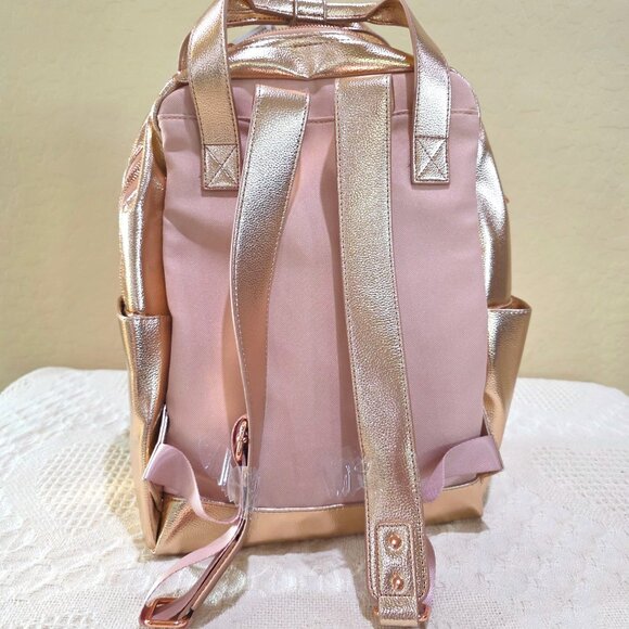 NWT Rose Gold Pink Mickey Icon Flair Disney Backpack Bag Computer Minnie Mouse main image 11